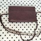Adsa Womens Brown Leather Double Pocket Zipper Handbag Purse 