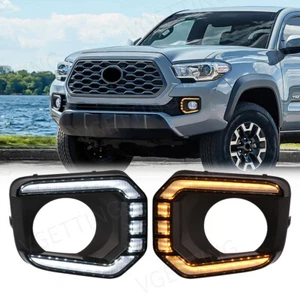 For 2016-2023 Toyota Tacoma SR SR5 LED 2X DRL Turn Signal Lamp Fog Light Bezel - Picture 1 of 8