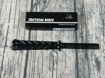 Falcon Tactical Black Stainless Steel Folding Comb Brush Outdoor Tool #KA1149BK - Image 1 of 4