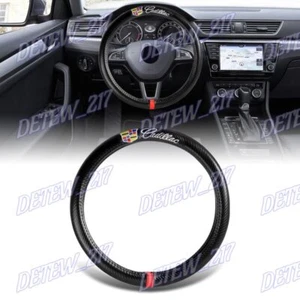 15" Diameter Car Steering Wheel Cover Carbon Fiber Style Look For All CADILLAC - Picture 1 of 6