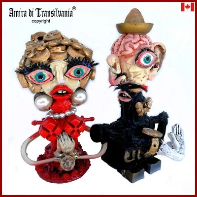 assemblage art contemporary sculpture mixed media painting portrait woman & men - Image 1 of 4