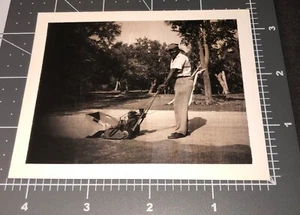 1950s African American Black LAWN MAN Groundskeeper MOWING Mower Vintage PHOTO - Picture 1 of 3