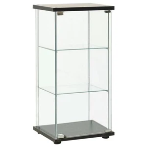 Glass Cabinet 3 Layers Storage Display Organizer Black Living Room Furniture - Picture 1 of 5