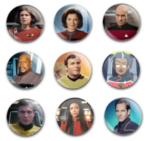 25mm TREK THE CAPTAINS BUTTON BADGES x9 - Foto 1 di 1