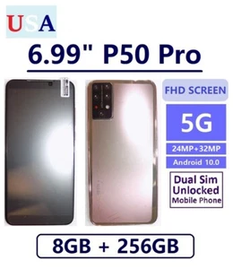 6.99" P50 Pro Smartphone 8GB+256GB 5G Dual-SIM Android 10 Unlocked Mobile Pink - Picture 1 of 10