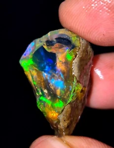 Ópalo de fuego etíope negro natural áspero ópalo de fuego de lujo arco iris ópalo de fuego - Imagen 1 de 6