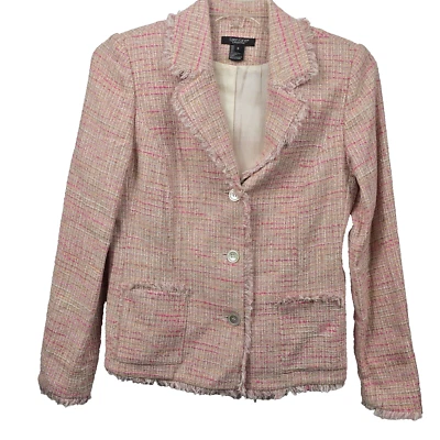 Blazer para mujer Karen Kane recortado con flecos multicolor talla 6 Foto 1 de 4