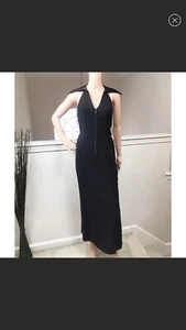 Vintage Alberto Makali, Black Rhinestone Trim Cocktail Dress - Picture 1 of 8