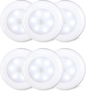 6 Pack 2.8” Motion Sensor Lights Indoor AAA Battery Operated, Stick on LED Puck - Picture 1 of 12