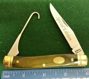 Schrade USA Special Edition Bird knife, green wood handles, from a set