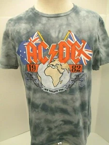 AC/DC 1982 We Salute You Men's Large Gray Tie Dye Reprinted Cotton Tee Shirt - Picture 1 of 6