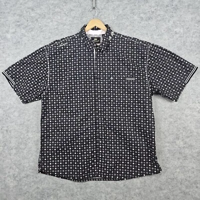 Camisa estampada negra para hombre Akademiks talla 3XL 100 % algodón manga corta abotonada Foto 1 de 4