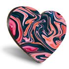 Heart MDF Coaster Red Pink Black Marble Ink Effect #51877