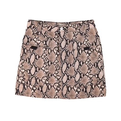 Topshop Skirt Size UK 12 Snakeprint Cargo Denim Pocketed Festival Snake Animal - Image 1 of 4