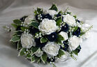 Wedding  Top Table Arrangement Centerpiece  Roses/lily of the valley White/Navy