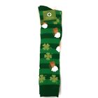 St Patricks Day Womens Knee High Socks Shoe Size 4-10 Striped Green Clovers Beer