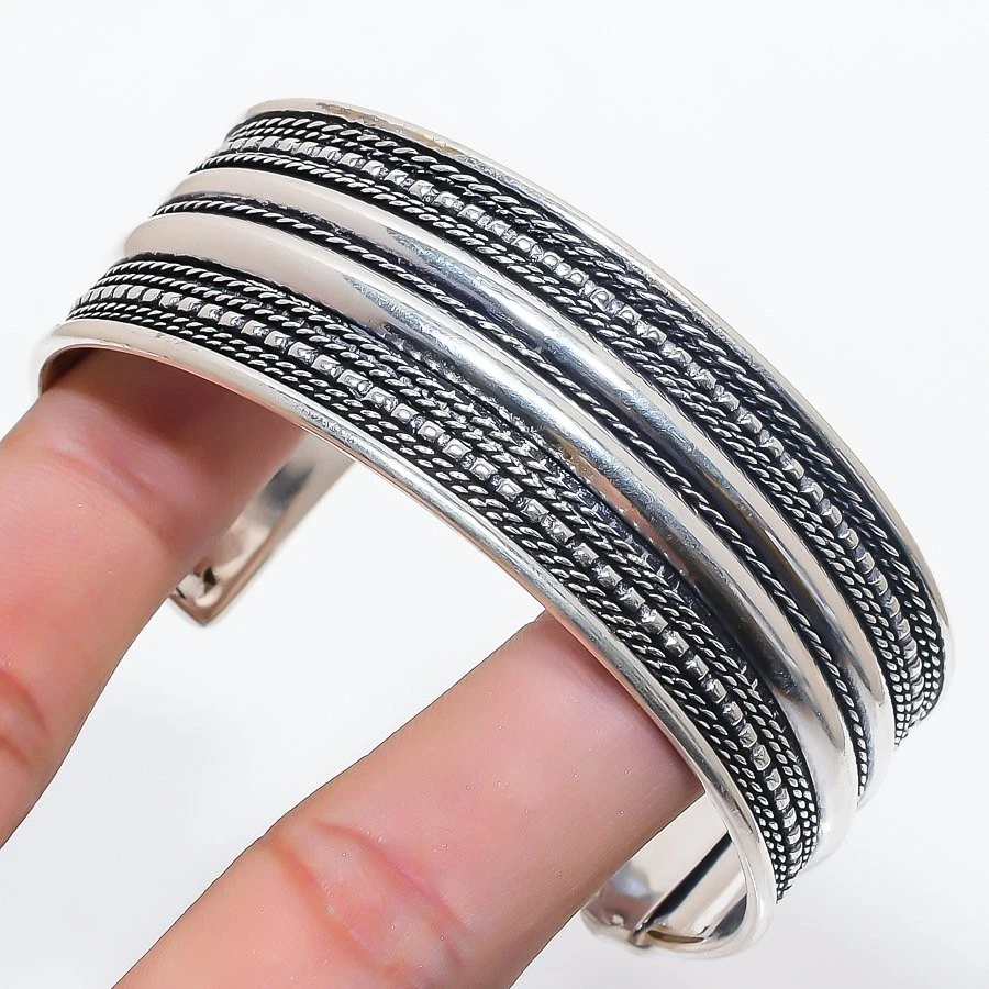Beautiful Handmade Design 925 Sterling silver Adjustable Cuff Bracelet For Gift - Image 1 of 1