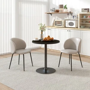 HOMCOM Round Dining Table, Kitchen Table for 2-4 People, Black - Picture 1 of 11