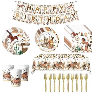 Horse Party Tableware Set Birthday Party Tableware for Western Party Decorations - Image 1 of 4