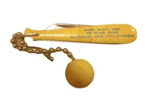 Babe Ruth 1927 Pocket Knife and BASEBALL-60 Home Runs Yankees Original Souvenir - Picture 1 of 4