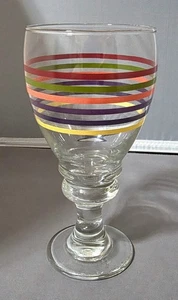 Vintage Libbey Glas Regenbogen gestreift Fiesta Stielglas (Wasser, Wein) - Bild 1 von 7