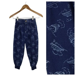 Vintage OSHKOSH Denim Pants Jeans Kids sz 6 Blue Nautical Ship Boat Cotton USA - Picture 1 of 12