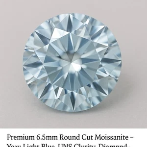 Premium 5.0mm Round Cut Moissanite – Very Light Blue, VVS Clarity, Diamond - Picture 1 of 1
