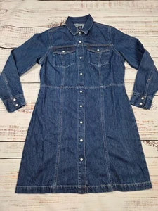 NWT Gap Women's Denim Western Mini Button Down Dress, Size Medium ($80) - Picture 1 of 7