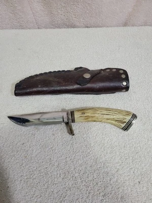 CUCHILLO DE CAZA DE CIERVO VINTAGE AÑOS 60 INDIO RIDGE SHEFFIELD INGLATERRA CON FUNDA BONITO Foto 1 de 4