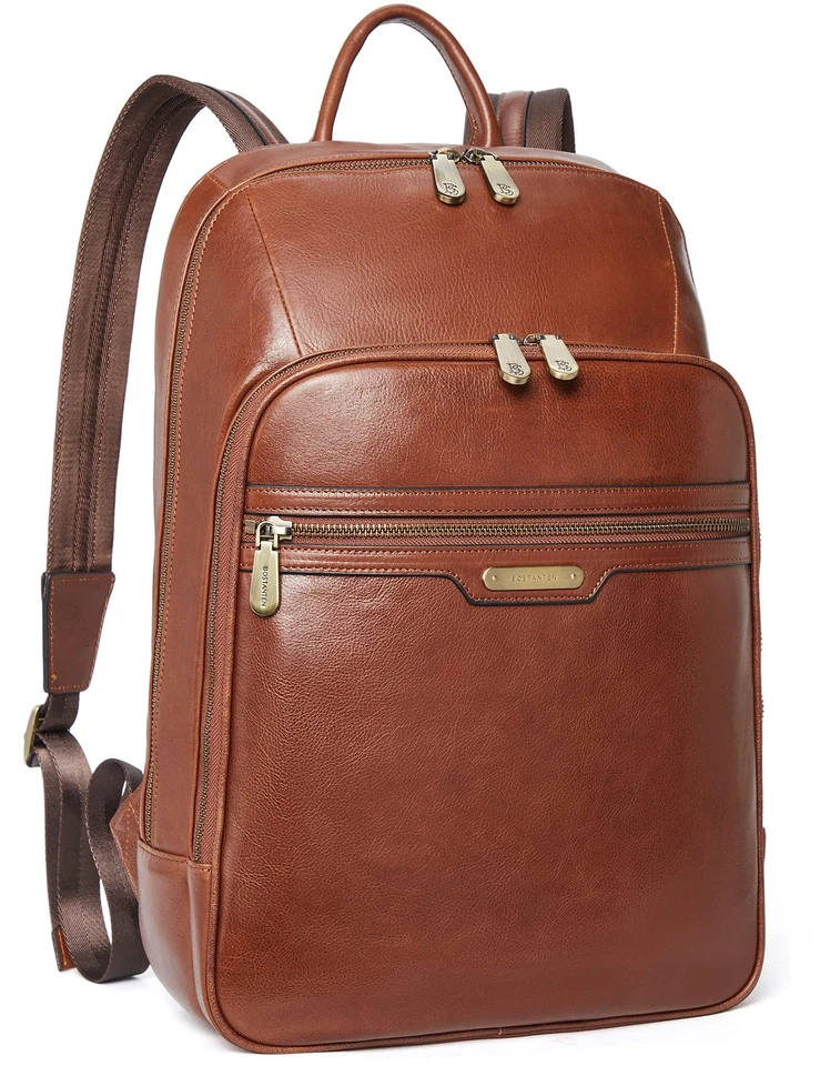 Men Leather Backpack, Vegetable Tanned Full Grain Leather 15.6 Inch Computer ... - Image 1 of 4
