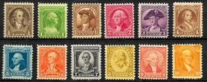 JUEGO BICENTENARIO DEL PRESIDENTE DE LOS ESTADOS UNIDOS #704-715 GEORGE WASHINGTON 1932 - 12 ESTAMPILLAS MNH EN MUY BUEN ESTADO - Imagen 1 de 2