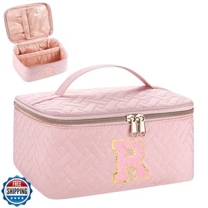 JRQCSJY Regali Borsa Organizzatore Trucco Iniziale per Ragazze, Ciniglia Lettera Persona - Foto 1 di 5
