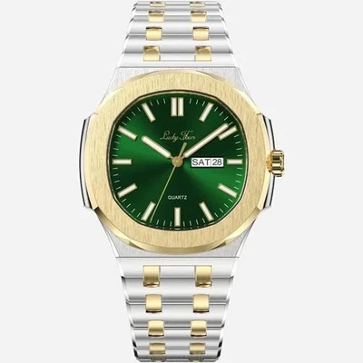 TOTALMENTE NUEVO Reloj Hombre LUCKY FOURS Brone Oro y Plata Verde NUEVO Foto 1 de 2