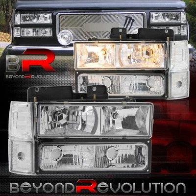 For 1994-1999 GMC C1500 C2500 C3500 K1500 K2500 K3500 Chrome Headlights + Bumper - Изображение 1 из 4