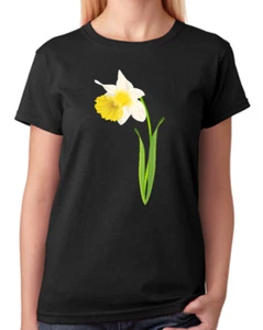 Daffodil Flower T-Shirt Ladies Fitted Tee Womens Fashion Top - Picture 1 of 7