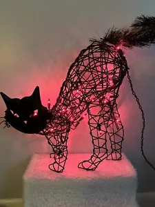 VTG Halloween Silhouettes In/Outdoor Decor Purple Lighted Black Cat - Picture 1 of 5