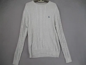 Jack Wills Jumper Mens Large Grey Cotton Cable Knit Sweater Long Sleeve England - Picture 1 of 17