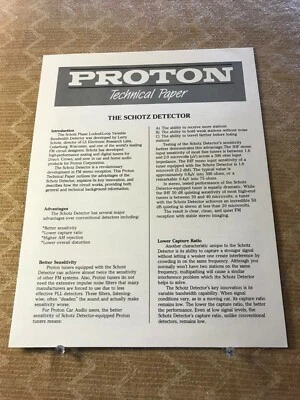 原装 PROTON TECH 纸 - SCHOTZ DETECTOR - 产品表 D1277 — 第 1/2 张图片