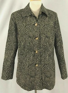 Evan Picone Womens Coat Jacket Medium Weight Black Ivory Lined Large Petite - Picture 1 of 7