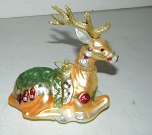Fitz and Floyd Glas geblasener Glitzer Medium 5" Buck Rentier Ornament ausverkauft Sehr guter Zustand - Bild 1 von 6