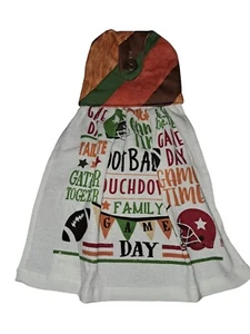 Hanging Dish Towel, Football Game Autumn Leaves Patchwork Tea Towel Thanksgiving - Picture 1 of 4
