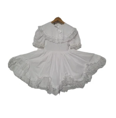 Vestido de bautizo Little Miss círculo completo niñas blanco volantes encaje lazo boda Foto 1 de 4