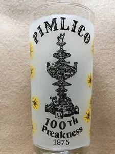 1975 Pimlico the 100th Preakness Stakes Glass Collectible Horse Racing History - Picture 1 of 6