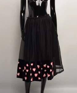 Marc Jacobs Embroidered Hearts Petticoat Skirt Black Size 2 - Picture 1 of 12