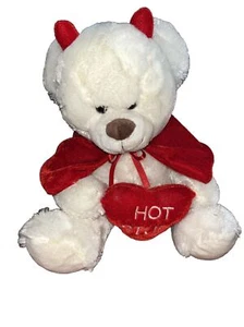 Valentinstag Teddybär heißes Zeug auf rotem Herz Plüsch/gefülltes rotes Kap Hörner - Bild 1 von 10
