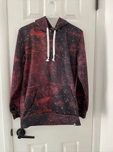Into The AM Ladies Sm Galaxy All Over Print Red/pink  Fleece Space Hoodie - Picture 1 of 10