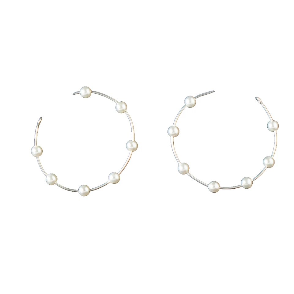 Blazin Roxx Ladies Pearl Silver Hoops 3053736 - Image 1 of 1