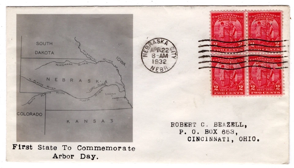 #717 Arbor Day Nebraska City NE First Day Cover Beazell Planty #16a - Image 1 of 1