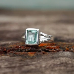 Aquamarine Ring 925 Sterling Silver Handmade Statement Woman Ring All Size SH239 - Picture 1 of 7