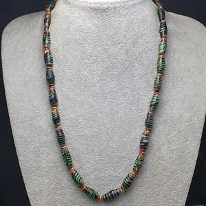 Stunning Vintage Venetian Style Feather Desgin Glass Beaded Necklace - Picture 1 of 20